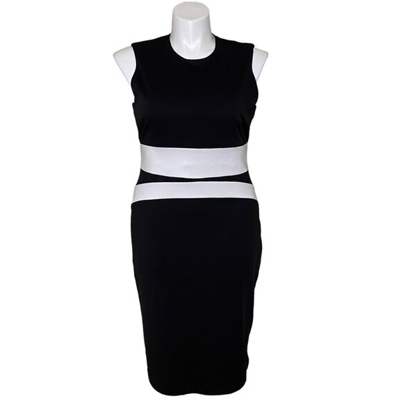 Alexia Admor NWT $110 Color Block Sheath Dress,  Black Ivory Women's Size L - Picture 2 of 10